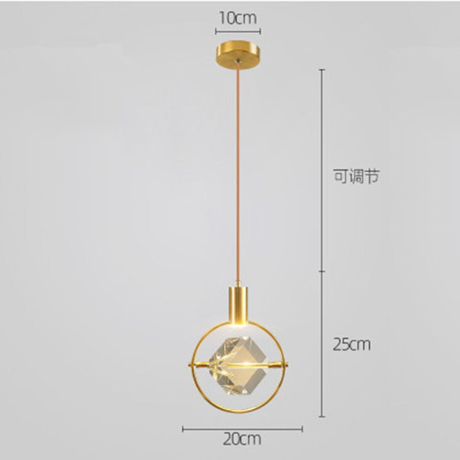 Suspension Luminaire - Cristal - Losange avec cadre complet