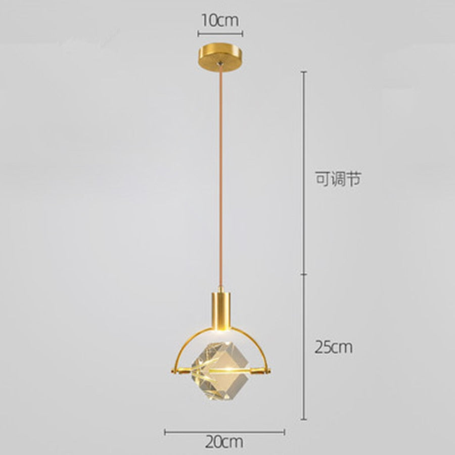 Suspension Luminaire - Cristal - Losange avec demi-cadre