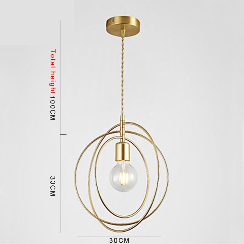 Suspension Luminaire - Éclat de Rêve - 3 cercles dorés