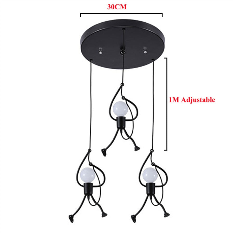 Suspension Luminaire - Expression - 3 Bonhommes En Rond