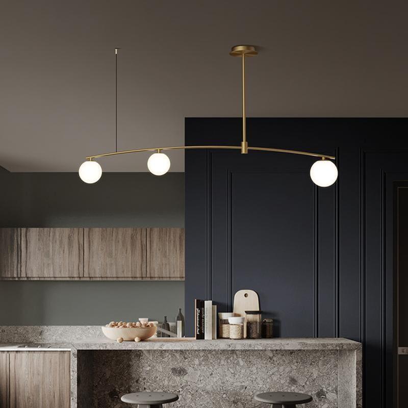 Suspension Luminaire - Naturel - 3 Boules Doré