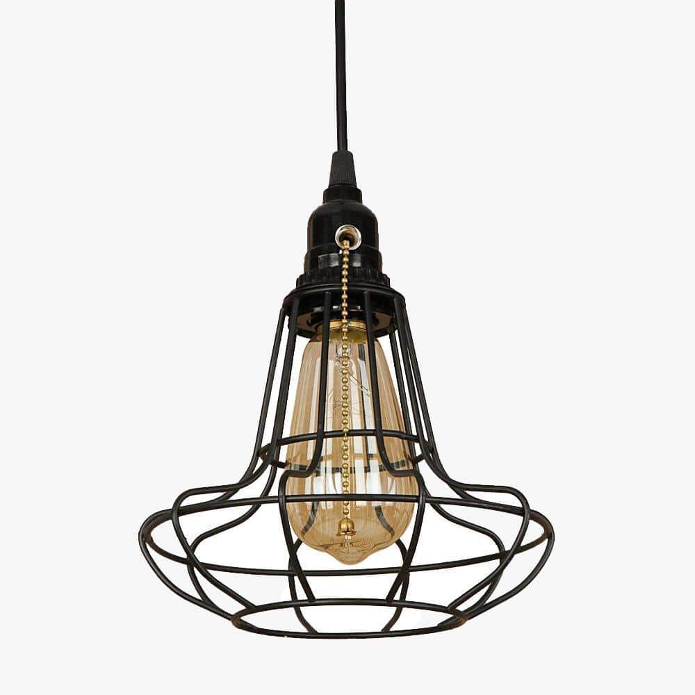 Suspension rétro à LED avec abat-jour cage en métal Edison