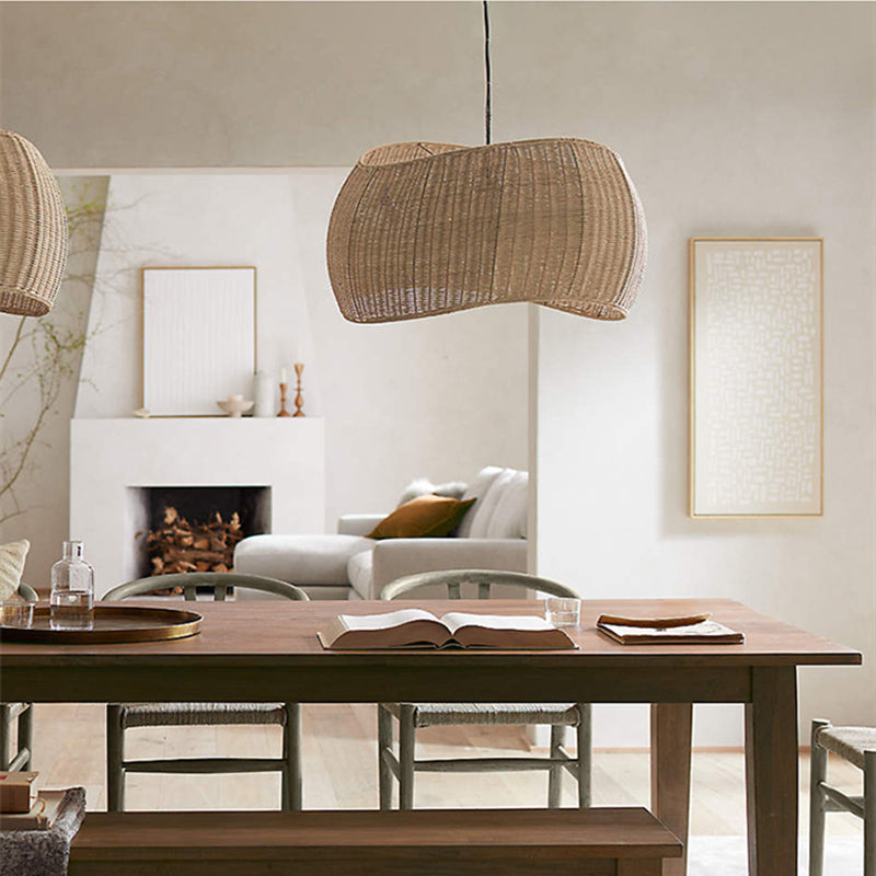 Suspension rotin tissé rond - Suspension Luminaire
