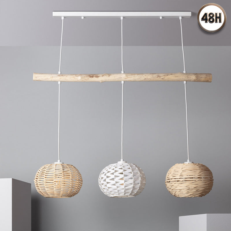 Suspension Triple Rotin - Natura - Suspension Luminaire