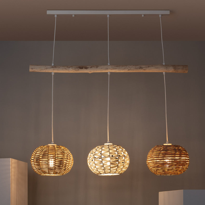 Suspension Triple Rotin - Natura - Suspension Luminaire