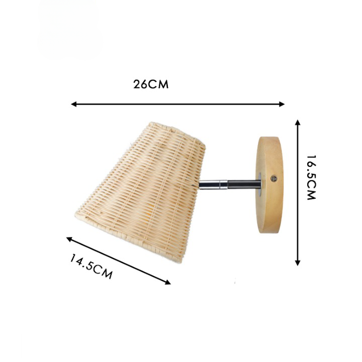 Lampe de chevet rotin murale et rotative