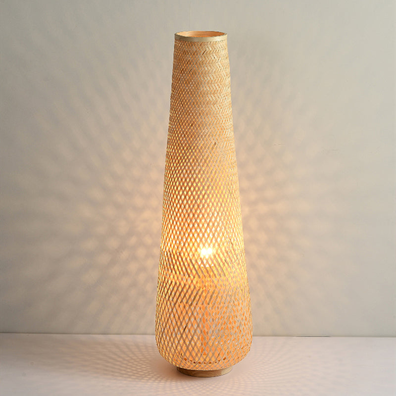 Lampadaire rotin vintage long