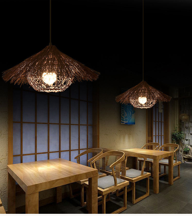 Lustre en rotin tissé créatif