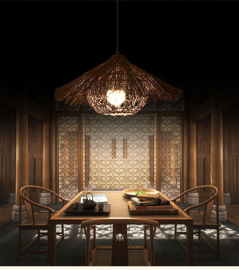 Lustre en rotin tissé créatif