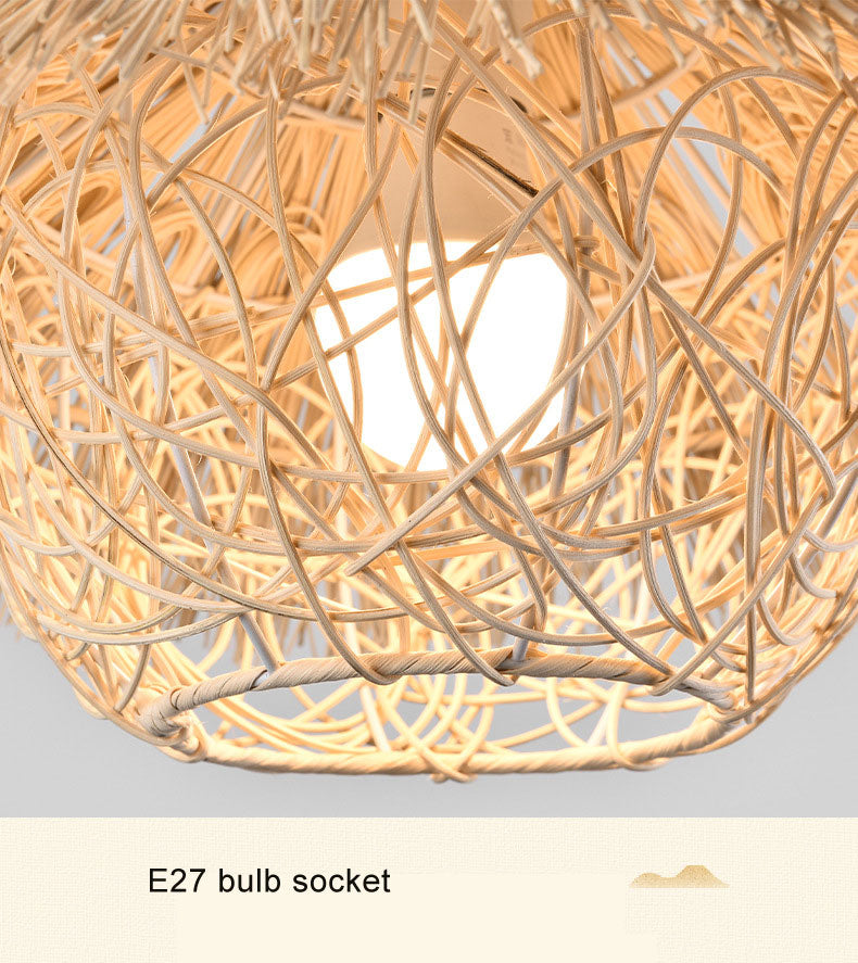 Lustre en rotin tissé créatif couleur naturelle