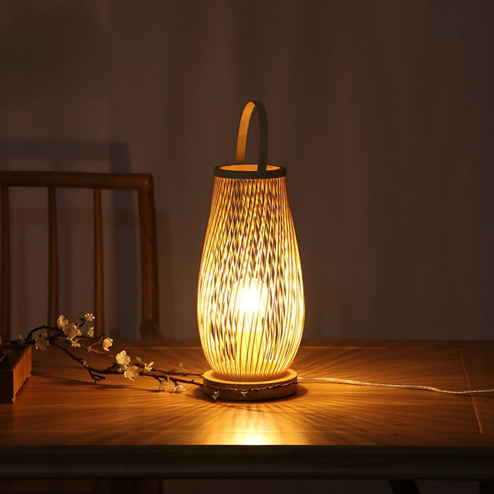 Lampe de chevet rotin style lanterne